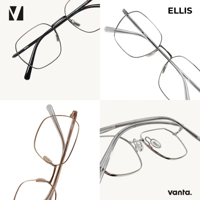 กรอบแว่นตาโลหะ vanta. Ellis น้ำหนักเบา ทรง Geometric Square ตัดเลนส์สายตาได้ - Image 2