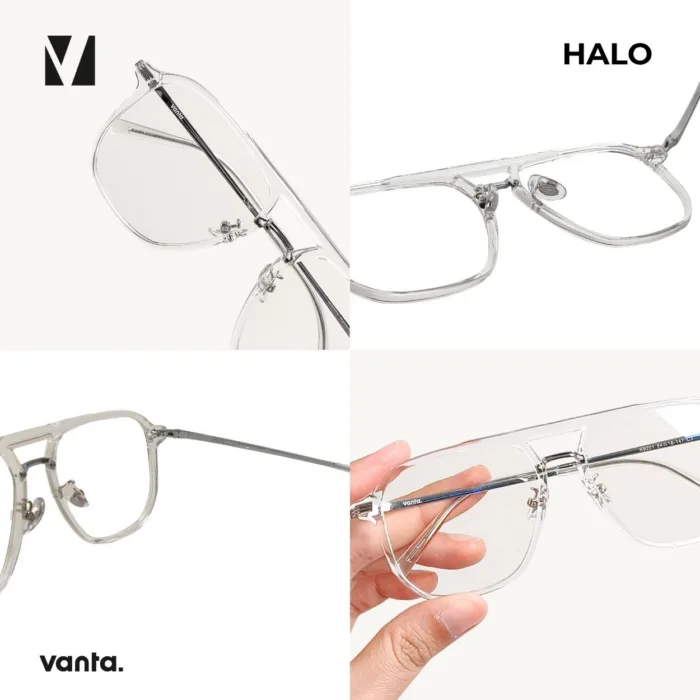แว่นกรองแสงสีฟ้า  vanta. Halo น้ำหนักเบา ทรง Aviator Square ตัดเลนส์สายตาได้ - Image 2
