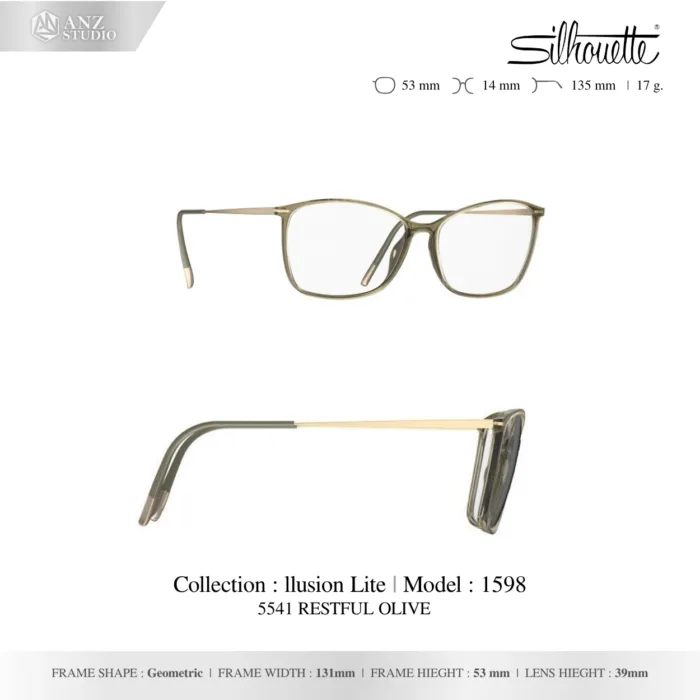 Silhouette Illusion Lite 1598 กรอบแว่นสายตา Silhouette ของแท้ ทรง Geometric กรอบ Titanium SPX+ น้ำหนักเบา รับประกัน 1 ปี - Image 3
