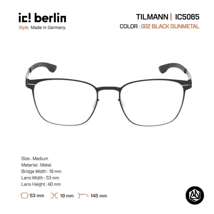 ic! berlin Tilmann IC5065 กรอบแว่นตา Metal ทรง Rounded Square Minimal Screwless Design - Image 3