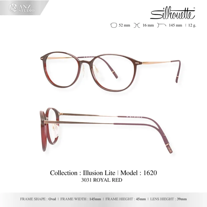 Silhouette Illusion Lite 1620 กรอบแว่นสายตา Silhouette ของแท้ ทรง Oval กรอบ Titanium SPX+ น้ำหนักเบา รับประกัน 1 ปี - Image 7