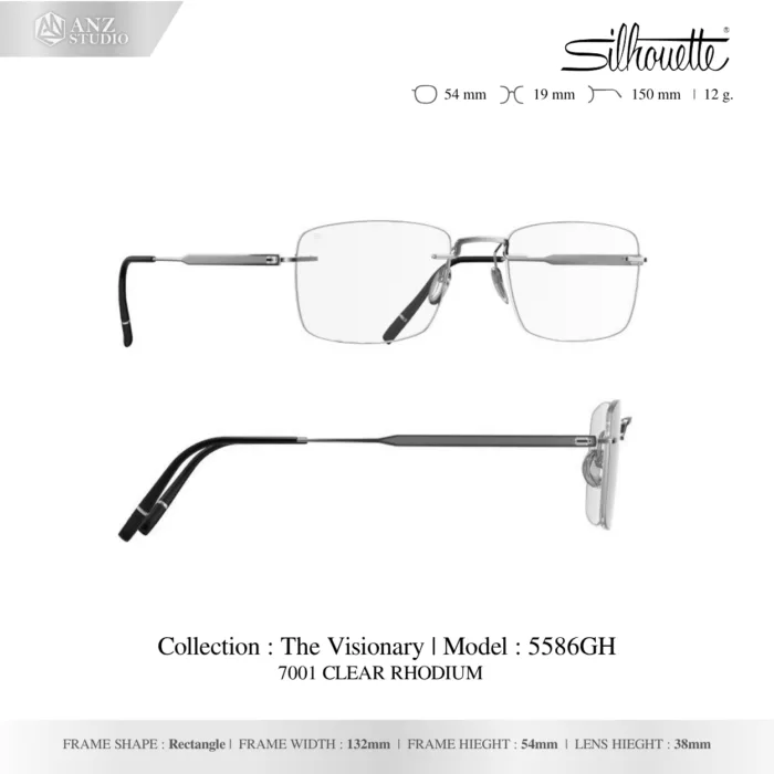 Silhouette The Visionary 5586 กรอบแว่นสายตา Silhouette ของแท้ ทรง Rectangle กรอบ Titanium ไร้ขอบ น้ำหนักเบา รับประกัน 1 ปี - Image 3