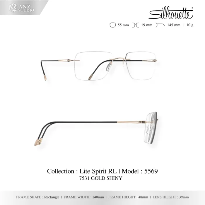 Silhouette Lite Spirit RL 5569 กรอบแว่นสายตา Silhouette ของแท้ ทรง Rectangle กรอบ Titanium ไร้ขอบ น้ำหนักเบา รับประกัน 1 ปี - Image 3