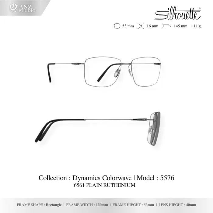 Silhouette Dynamics Colorwave 5576 กรอบแว่นสายตา Silhouette ของแท้ ทรง Rectangle กรอบ Titanium น้ำหนักเบา รับประกัน 1 ปี - Image 3