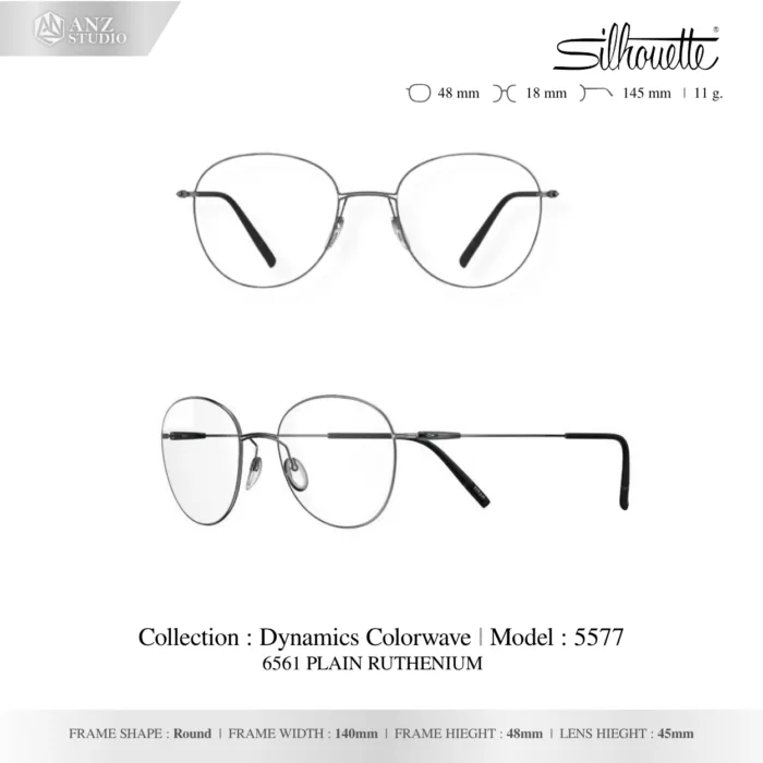 Silhouette Dynamics Colorwave 5577 กรอบแว่นสายตา Silhouette ของแท้ ทรง Round กรอบ Titanium น้ำหนักเบา รับประกัน 1 ปี - Image 2
