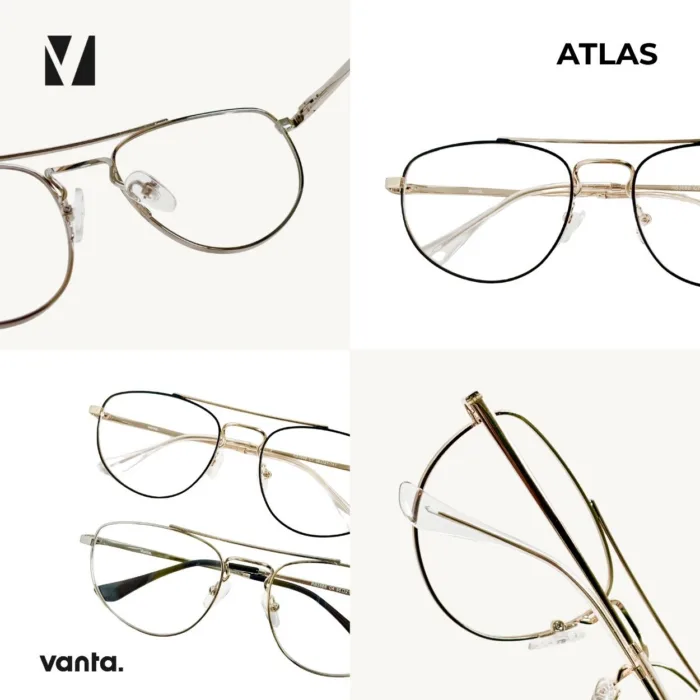 กรอบแว่นตาโลหะ vanta. MASON ทรง Navigator Aviator Double Bridge ตัดเลนส์สายตาได้ - Image 2