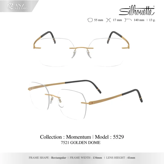 Silhouette Momentum 5529 HB กรอบแว่นสายตา Silhouette ของแท้ ทรง Rectangular กรอบ Titanium ไร้ขอบ น้ำหนักเบา รับประกัน 1 ปี - Image 2