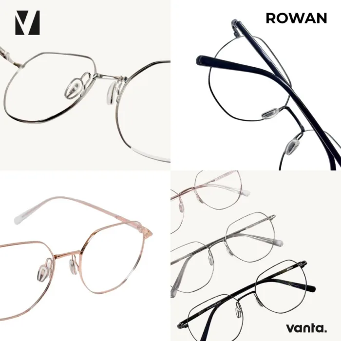 กรอบแว่นตาโลหะ vanta. ROWAN น้ำหนักเบา ทรง Geometric Square ตัดเลนส์สายตาได้ - Image 2