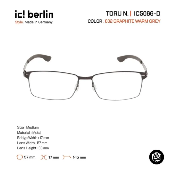 ic! berlin TORU N. IC5066-D กรอบแว่นตา Metal ทรง Square Minimal Screwless Design - Image 3