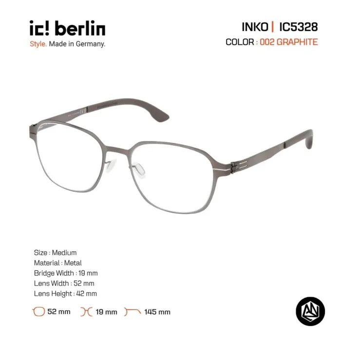 ic! berlin Inko IC5328 กรอบแว่นตา Metal ทรง Rounded Square Minimal Screwless Design - Image 4