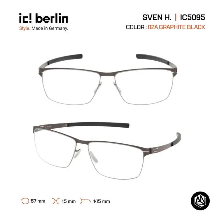 ic! berlin Sven H. IC5095 กรอบแว่นตา Metal ทรง Rectangle Minimal Screwless Design - Image 4