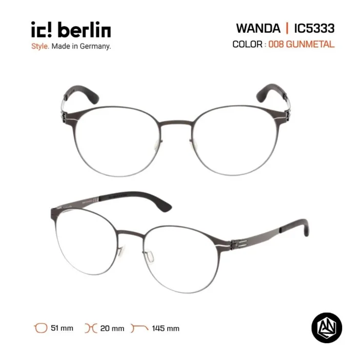 ic! berlin Wanda IC5333 กรอบแว่นตา Metal ทรง Rounded Minimal Screwless Design - Image 4