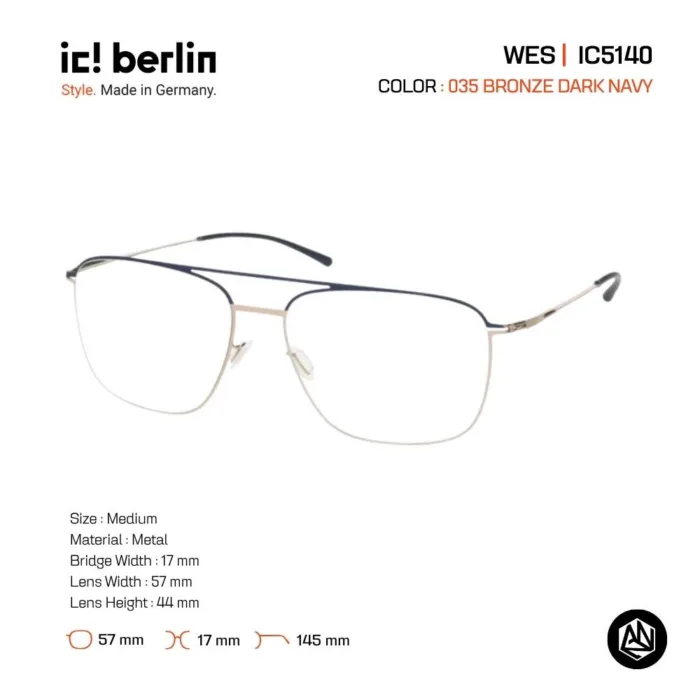 ic! berlin Wes IC5140 กรอบแว่นตา Metal ทรง Rounded Square Minimal Screwless Design - Image 4