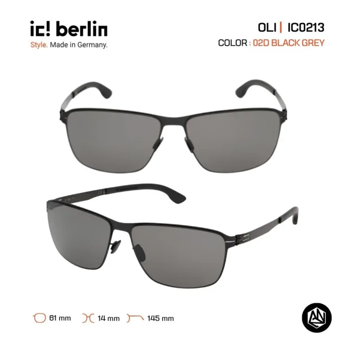 ic! berlin Oli IC0213 แว่นตากันแดด Metal ทรง Rectangle Minimal Screwless Design - Image 4