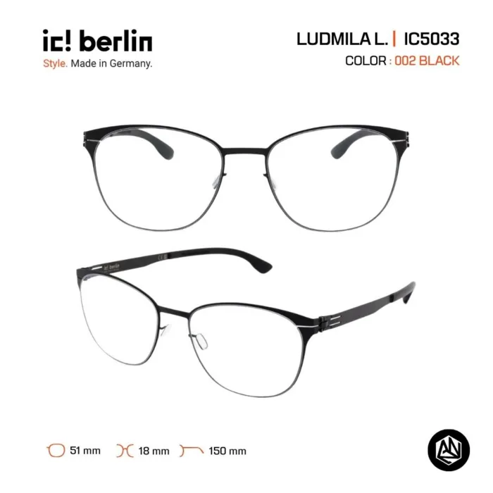 ic! berlin Ludmila L. IC5033 กรอบแว่นตา Metal ทรง Rounded Minimal Screwless Design - Image 4