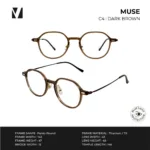 แว่นกรองแสงสีฟ้า vanta. Muse Titanium / TR น้ำหนักเบา ทรง Panto Round ตัดเลนส์สายตาได้ - Image 3