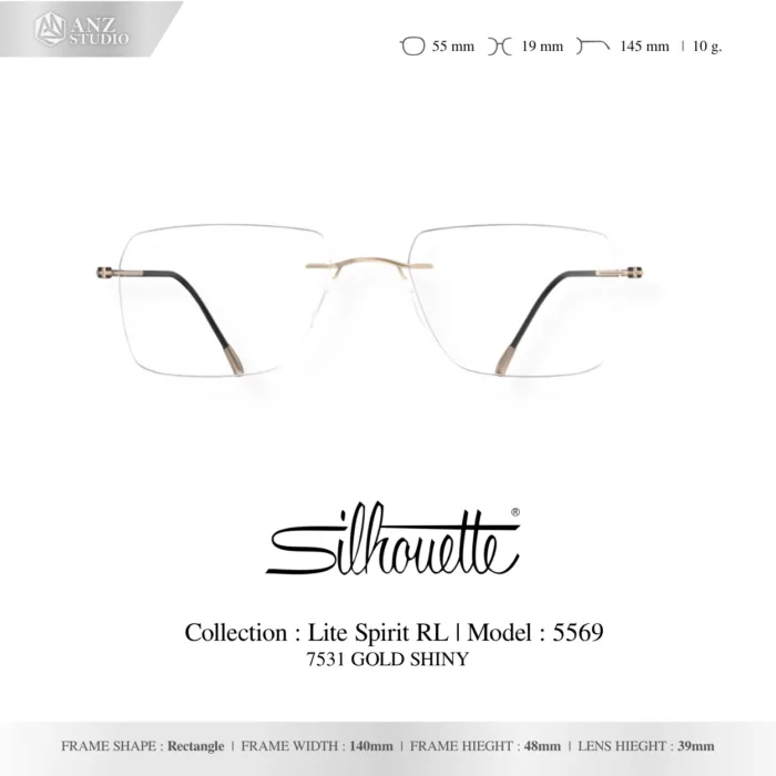 Silhouette Lite Spirit RL 5569 กรอบแว่นสายตา Silhouette ของแท้ ทรง Rectangle กรอบ Titanium ไร้ขอบ น้ำหนักเบา รับประกัน 1 ปี - Image 4