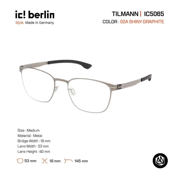 ic! berlin Tilmann IC5065 กรอบแว่นตา Metal ทรง Rounded Square Minimal Screwless Design - Image 4