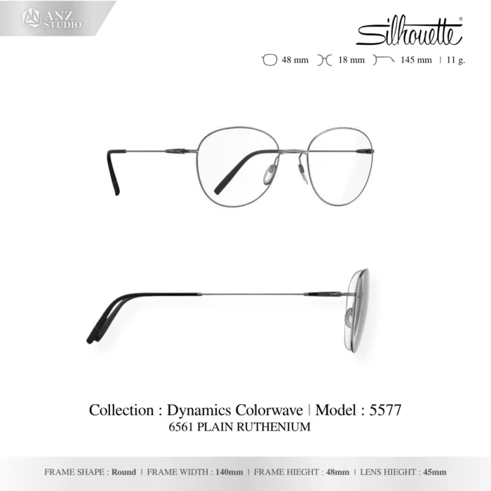Silhouette Dynamics Colorwave 5577 กรอบแว่นสายตา Silhouette ของแท้ ทรง Round กรอบ Titanium น้ำหนักเบา รับประกัน 1 ปี - Image 3