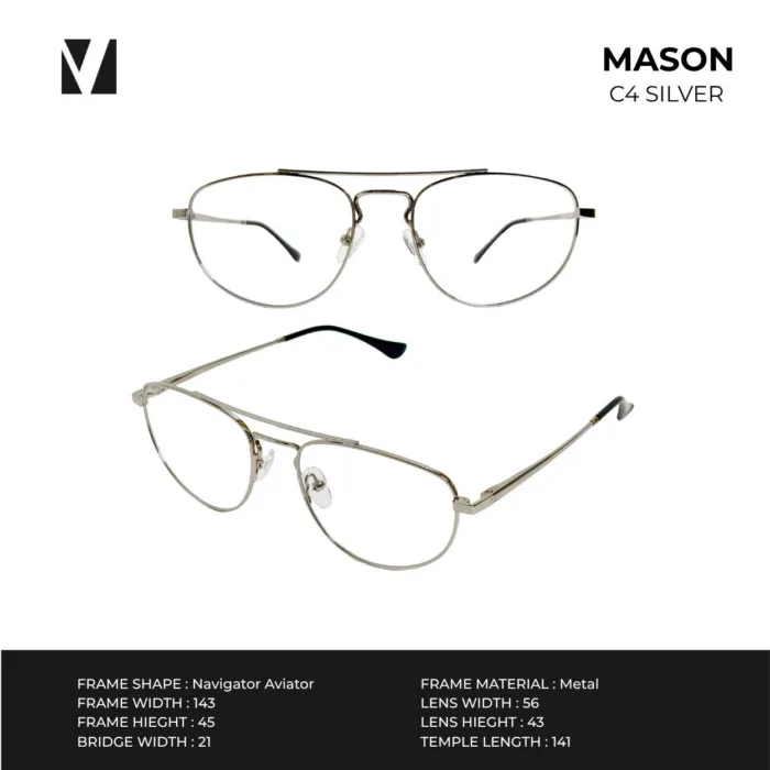 กรอบแว่นตาโลหะ vanta. MASON ทรง Navigator Aviator Double Bridge ตัดเลนส์สายตาได้ - Image 3
