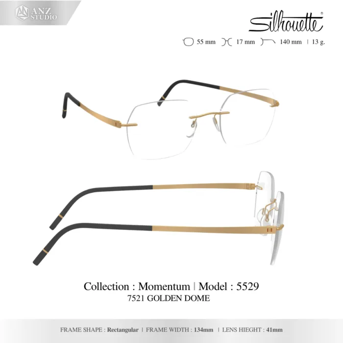 Silhouette Momentum 5529 HB กรอบแว่นสายตา Silhouette ของแท้ ทรง Rectangular กรอบ Titanium ไร้ขอบ น้ำหนักเบา รับประกัน 1 ปี - Image 3