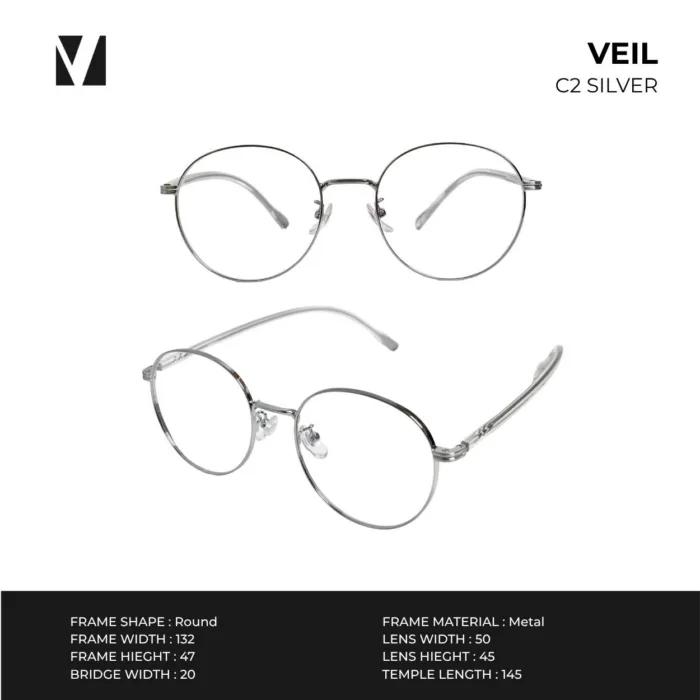 กรอบแว่นตาโลหะ vanta. VEIL น้ำหนักเบา ทรง Round ตัดเลนส์สายตาได้ - Image 3