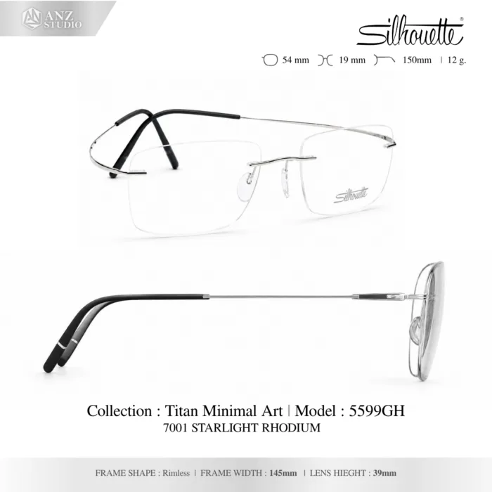 Silhouette Titan Minimal Art 5599 กรอบแว่นสายตา Silhouette ของแท้ กรอบ Titanium ไร้ขอบ น้ำหนักเบา รับประกัน 1 ปี - Image 4