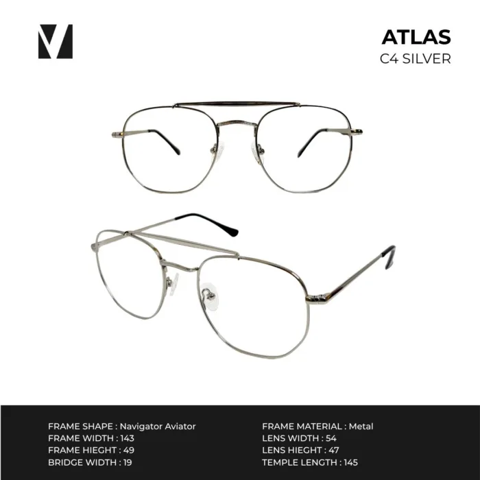 กรอบแว่นตาโลหะ vanta. ATLAS น้ำหนักเบา ทรง Navigator Aviator Double Bridge ตัดเลนส์สายตาได้ - Image 3