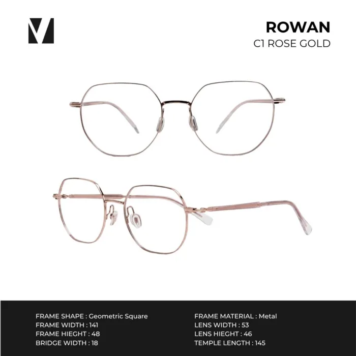 กรอบแว่นตาโลหะ vanta. ROWAN น้ำหนักเบา ทรง Geometric Square ตัดเลนส์สายตาได้ - Image 3