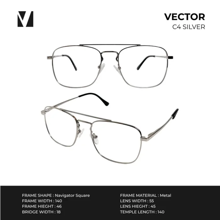 กรอบแว่นตาโลหะ vanta. VECTOR น้ำหนักเบา ทรง Navigator Square Double Bridge ตัดเลนส์สายตาได้ - Image 3