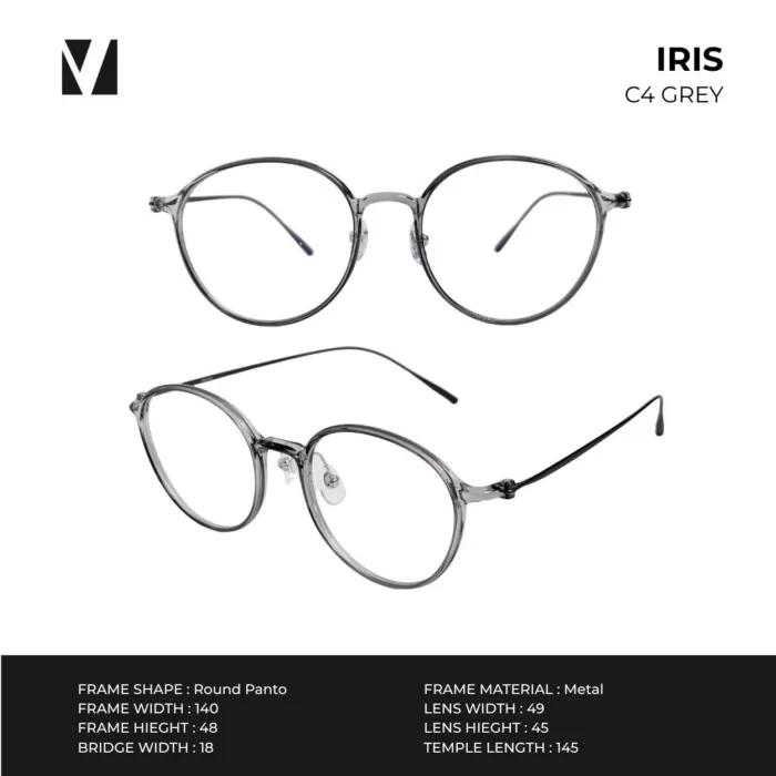 กรอบแว่นตาโลหะ vanta. IRIS น้ำหนักเบา ทรง Round Panto ตัดเลนส์สายตาได้ - Image 3