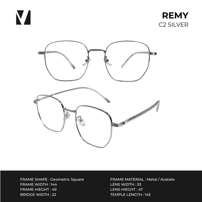 กรอบแว่นตาโลหะ vanta. REMY น้ำหนักเบา ทรง Geometric Square ตัดเลนส์สายตาได้ - Image 3