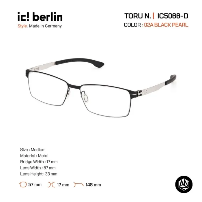 ic! berlin TORU N. IC5066-D กรอบแว่นตา Metal ทรง Square Minimal Screwless Design - Image 4