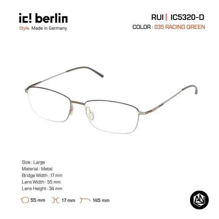 ic! berlin Rui IC5320-D กรอบแว่นตา Metal ทรง Rectangle Minimal Screwless Design - Image 4