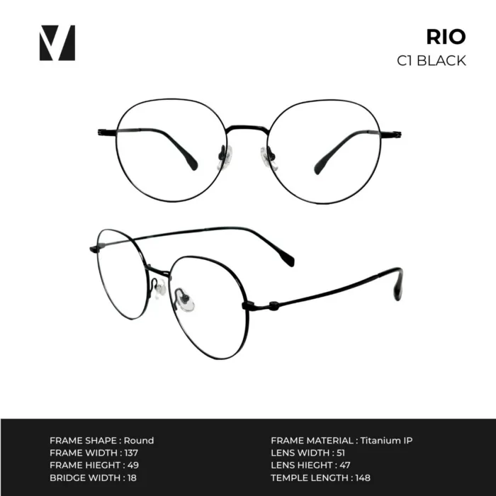กรอบแว่นตา vanta. RIO วัสดุ Titanium IP ทรง Round น้ำหนักเบา ตัดเลนส์สายตาได้ - Image 3