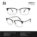 กรอบแว่นตา vanta. APEX II พร้อม Clip-on แม่เหล็ก เลนส์ Polarized Titanium IP ทรง Browline Rectangle ตัดเลนส์สายตาได้ - Image 3