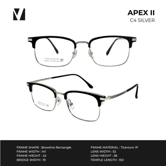 กรอบแว่นตา vanta. APEX II พร้อม Clip-on แม่เหล็ก เลนส์ Polarized Titanium IP ทรง Browline Rectangle ตัดเลนส์สายตาได้ - Image 3