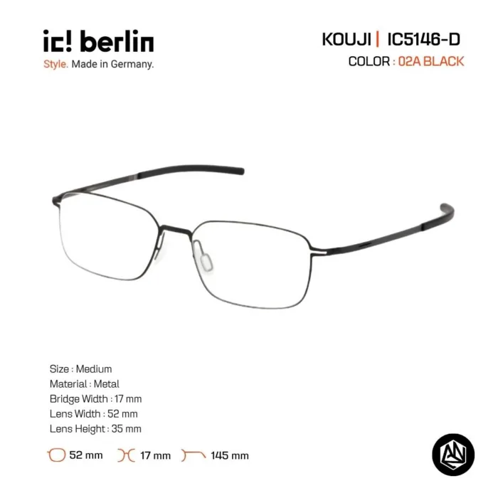 ic! berlin Kouji IC5146-D กรอบแว่นตา Metal ทรง Round Square Minimal Screwless Design - Image 4