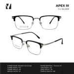 กรอบแว่นตา vanta. APEX III พร้อม Clip-on แม่เหล็ก เลนส์ Polarized Titanium IP ทรง Browline Rectangle ตัดเลนส์สายตาได้ - Image 3