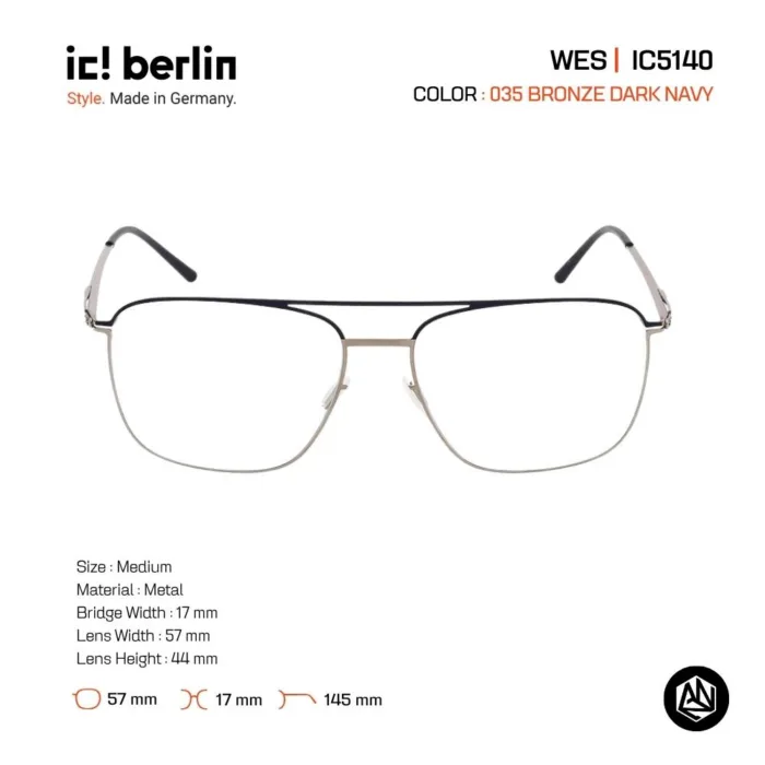 ic! berlin Wes IC5140 กรอบแว่นตา Metal ทรง Rounded Square Minimal Screwless Design - Image 5