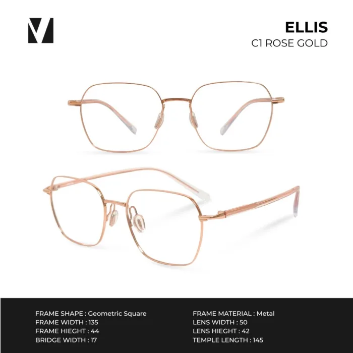กรอบแว่นตาโลหะ vanta. Ellis น้ำหนักเบา ทรง Geometric Square ตัดเลนส์สายตาได้ - Image 4