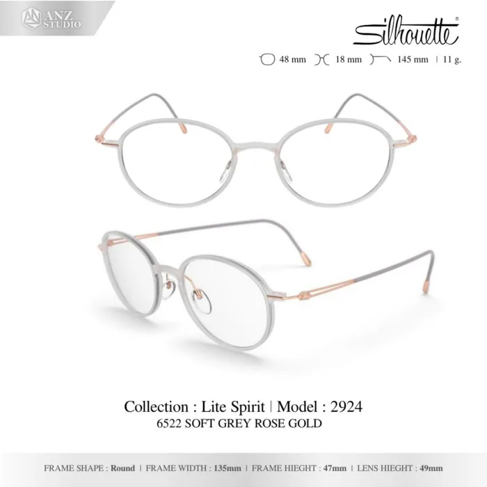 Silhouette Lite Spirit 2924 กรอบแว่นสายตา Silhouette ของแท้ ทรง Round กรอบ Titanium น้ำหนักเบา - Image 4