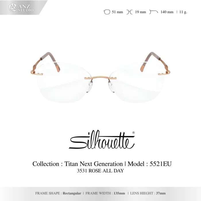 Silhouette Titan Next Generation 5521 กรอบแว่นสายตา Silhouette ของแท้ ทรง Rectangular กรอบ Titanium ไร้ขอบ น้ำหนักเบา รับประกัน 1 ปี - Image 4