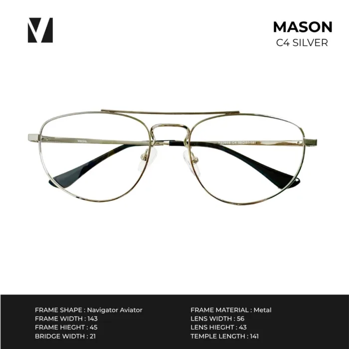 กรอบแว่นตาโลหะ vanta. MASON ทรง Navigator Aviator Double Bridge ตัดเลนส์สายตาได้ - Image 4