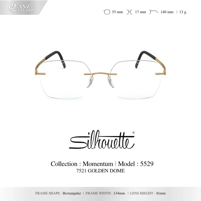 Silhouette Momentum 5529 HB กรอบแว่นสายตา Silhouette ของแท้ ทรง Rectangular กรอบ Titanium ไร้ขอบ น้ำหนักเบา รับประกัน 1 ปี - Image 4
