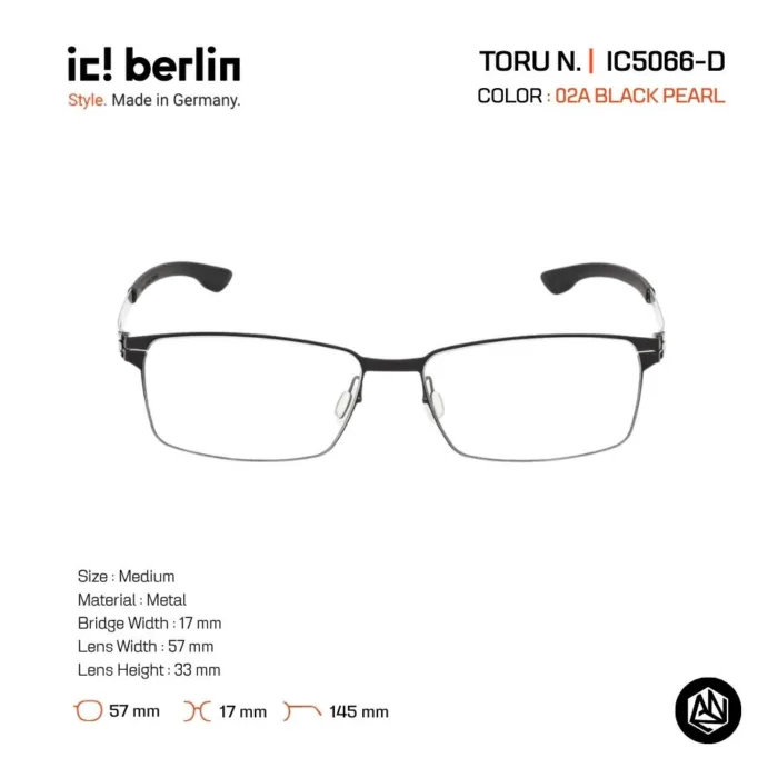 ic! berlin TORU N. IC5066-D กรอบแว่นตา Metal ทรง Square Minimal Screwless Design - Image 5