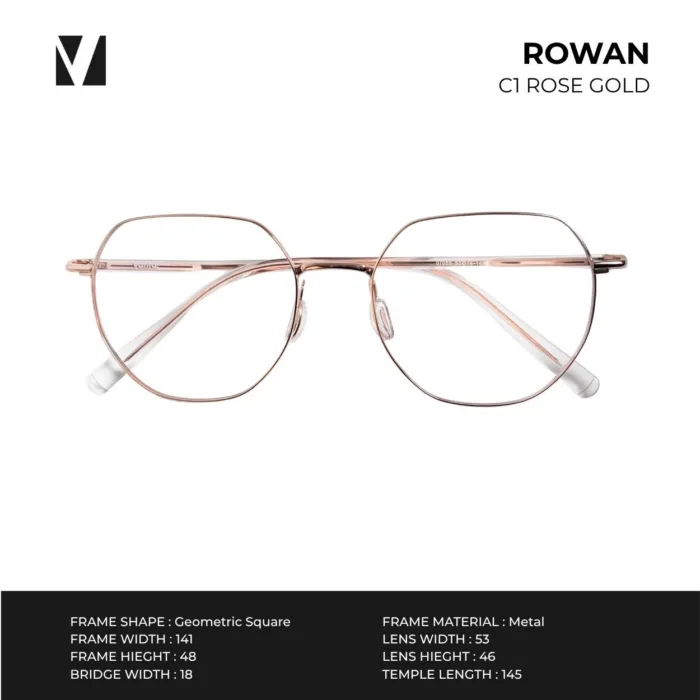 กรอบแว่นตาโลหะ vanta. ROWAN น้ำหนักเบา ทรง Geometric Square ตัดเลนส์สายตาได้ - Image 4