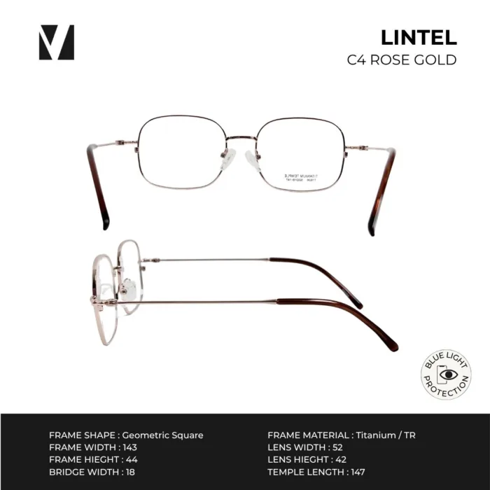 แว่นกรองแสงสีฟ้า vanta. LINTEL น้ำหนักเบา ทรง Geometric Square ตัดเลนส์สายตาได้ - Image 4