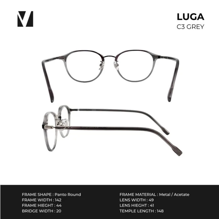 กรอบแว่นตาโลหะ vanta. LUGA น้ำหนักเบา ทรง Panto Round ตัดเลนส์สายตาได้ - Image 4