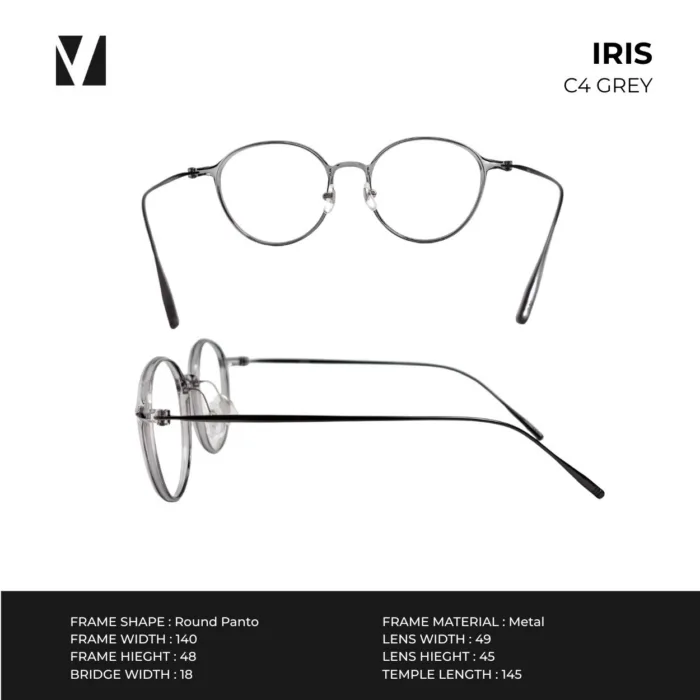 กรอบแว่นตาโลหะ vanta. IRIS น้ำหนักเบา ทรง Round Panto ตัดเลนส์สายตาได้ - Image 4